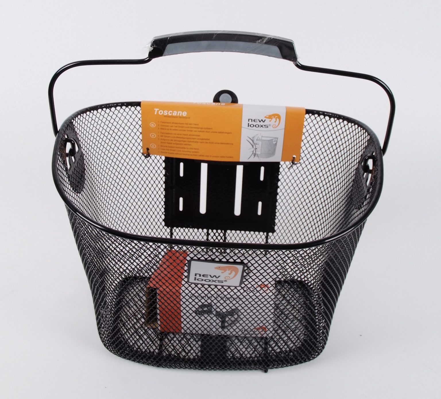 Fietsmand | New Looxs | Toscane (19 liter, Rapidlock, Vaste montage, Zilver