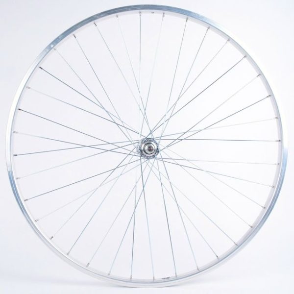 Voorwiel 28x1 5/8x1 3/8 Aluminium velg, zilver. vaste as
