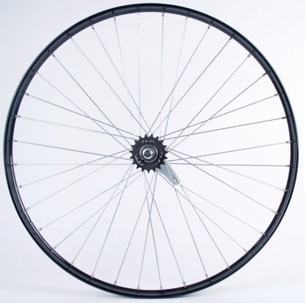 Achterwiel 28x1 1/2 zwart, KT remnaaf, spaak 13, Westwood profiel aluminium velg.